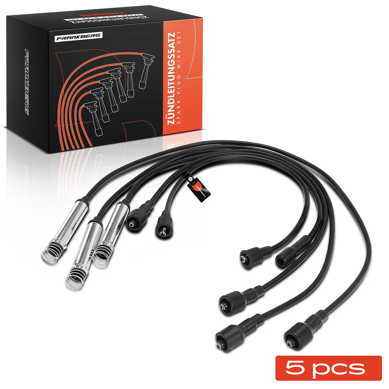 Frankberg 5x Ontstekingsset Ontstekingskabel voor Opel Ascona A B C CC Corsa A CC Kadett Omega A 0797 RC-OP427 1612462 90009357