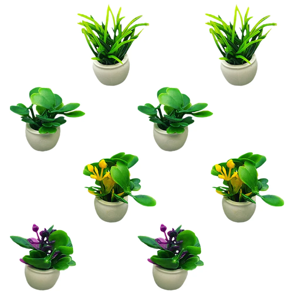 8 ชิ้น House Mini Plant รุ่นดอกไม้ขนาดเล็ก Bush ภูมิทัศน์กระถางต้นไม้ตกแต่งบ้าน Miniature ตกแต่งประดิษฐ์