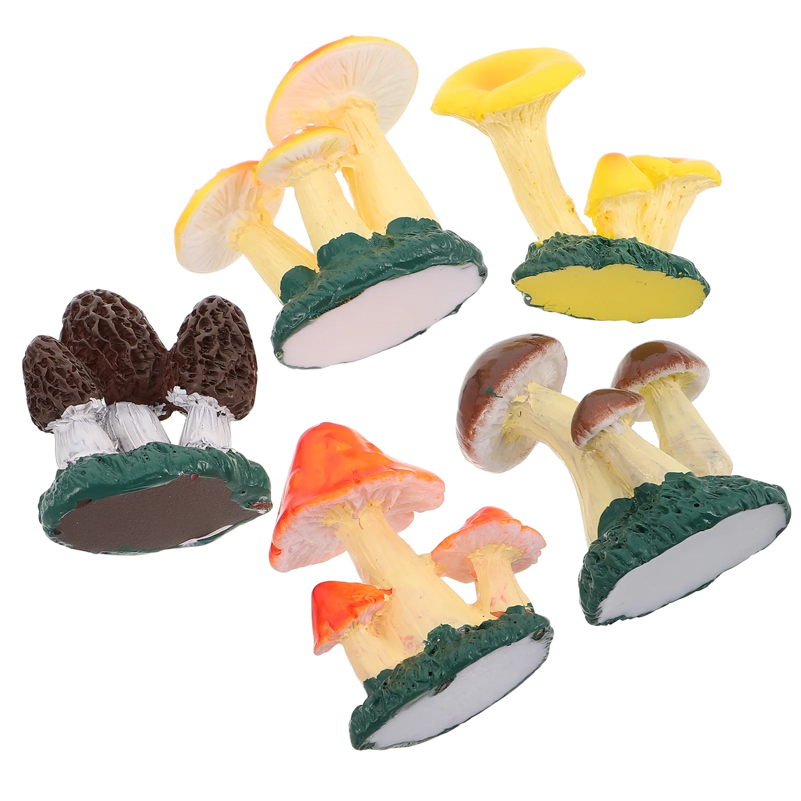 

5pcs Tiny Mushrooms Mini Figurines Cute Mushroom Statue For Garden Landscape Bonsai Craft Ornament Resin Decorative Mushrooms