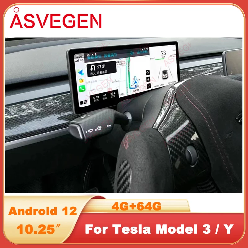 

10.25" Android 12 For Tesla Model 3 Y Car Digital Dashboard Cluster Instrument HD LCD Meter Speedometer Modification Accessori