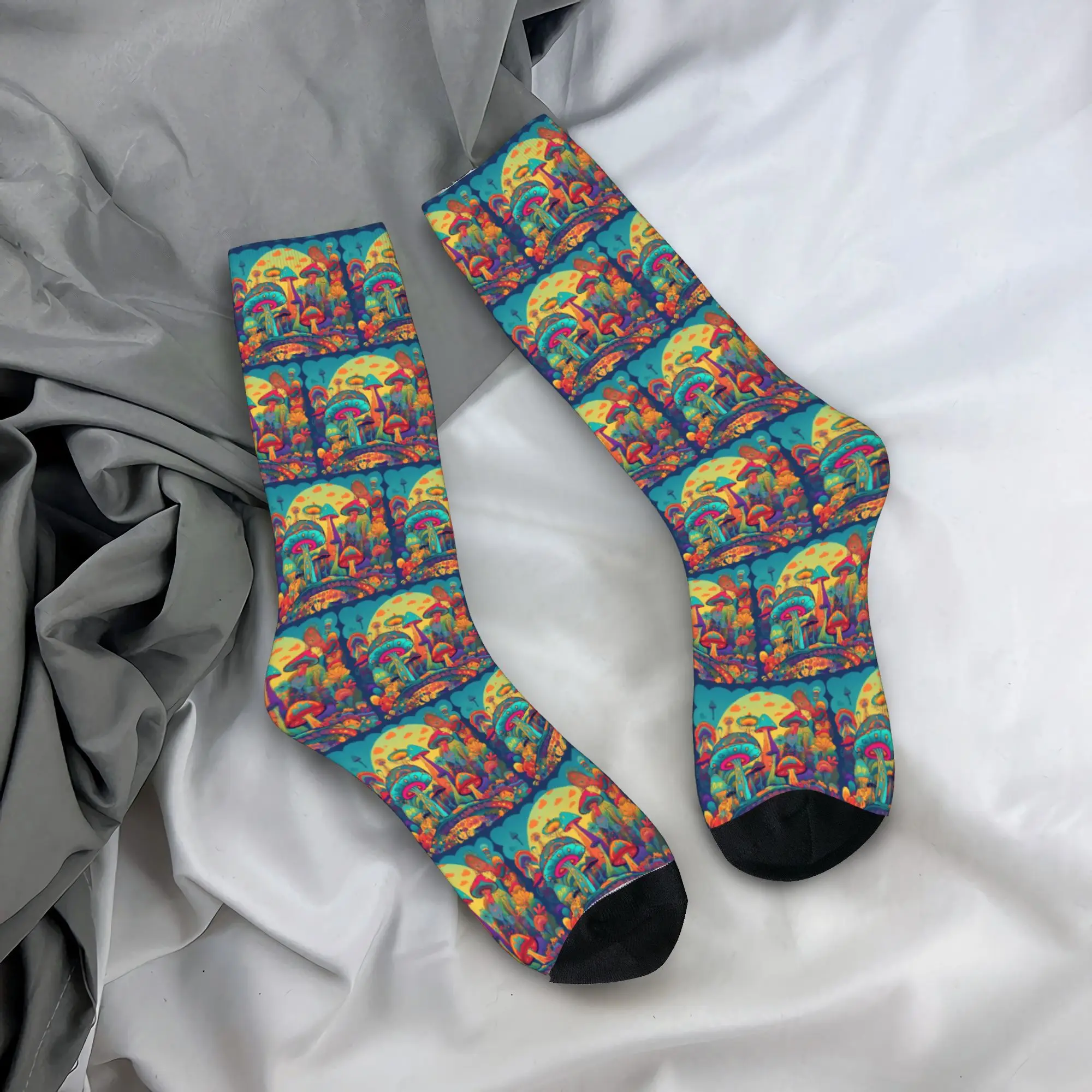 

All Seasons Other Trippy Mushroom Socks Harajuku Sweat Absorbing Stockings Sport Middle Tube Socks Soft Christmas Gifts