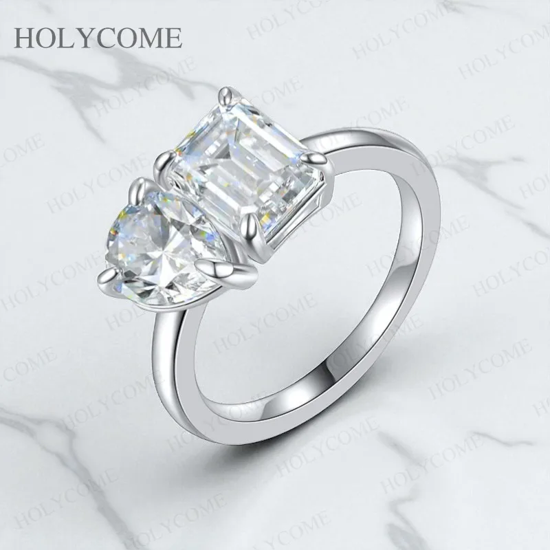 

D Color 925 Sterling Silver Moissanite Ring Pear Emerald With GRA VVS1 Wedding Ring Bandal Set Gold Plated Wholesale Charms