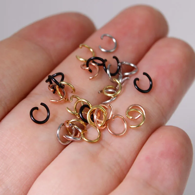 200Pcs 4/5mm Stainless Steel Black Open Jump Rings Split Rings Connectors for DIY Necklace Jewelry Making Accessories Supplies