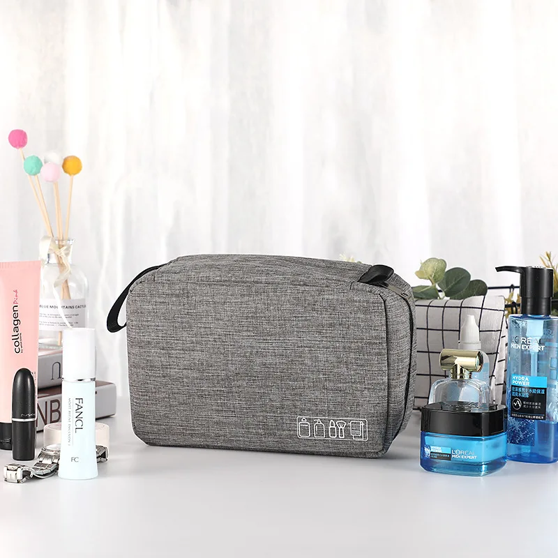 Toiletry Bag Hanging Travel Cosmetic Makeup Bag Gray Waterproof for Women Men Bathroom Storage Organizer with Sturdy Hook