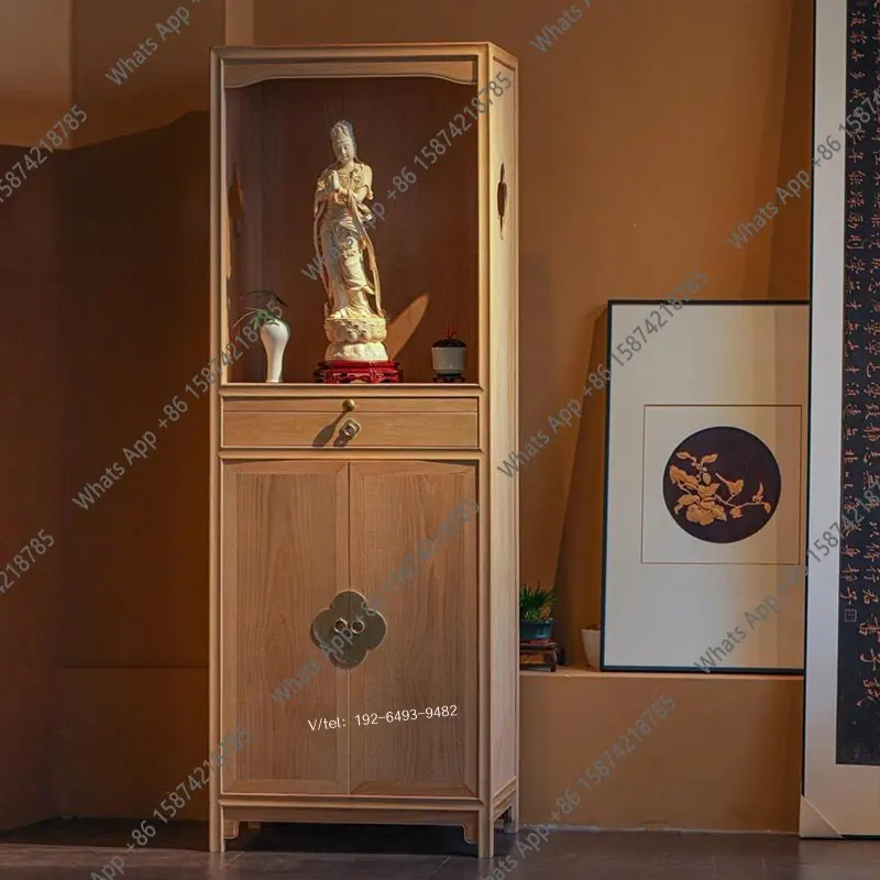 

Buddhist shrine small apartment Buddha cabinet incense table solid wood God of Wealth Guanyin Bodhisattva standing cabinet