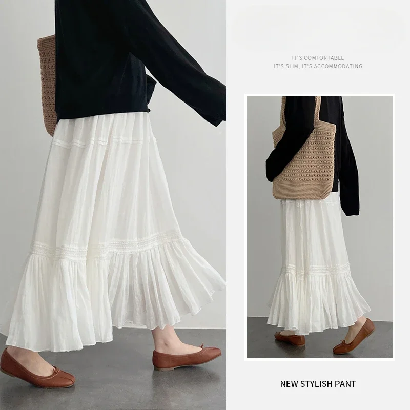 

Woman Umbrella Skirts Long Loose Pregnancy Long Skirt Good Quality Korean Style Maternity Cake Skirts Adjustable Waist Pregnant