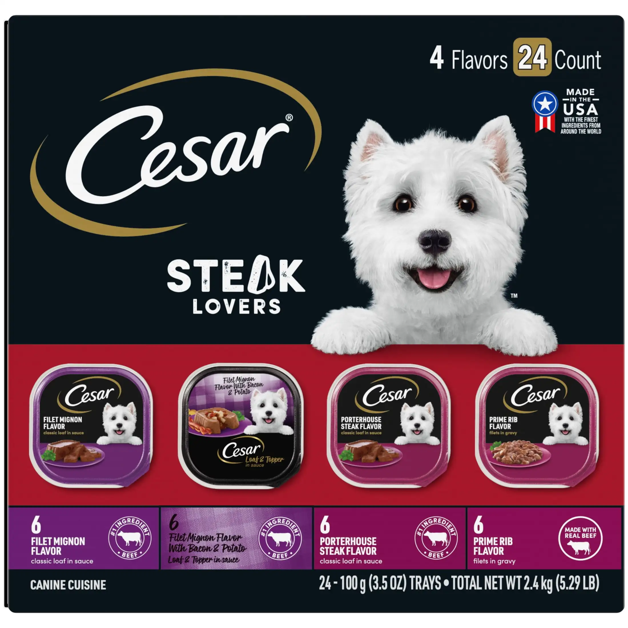 

Steak Lovers Variety Pack Wet Dog Food Adult, (24) 3.5 Oz. Trays