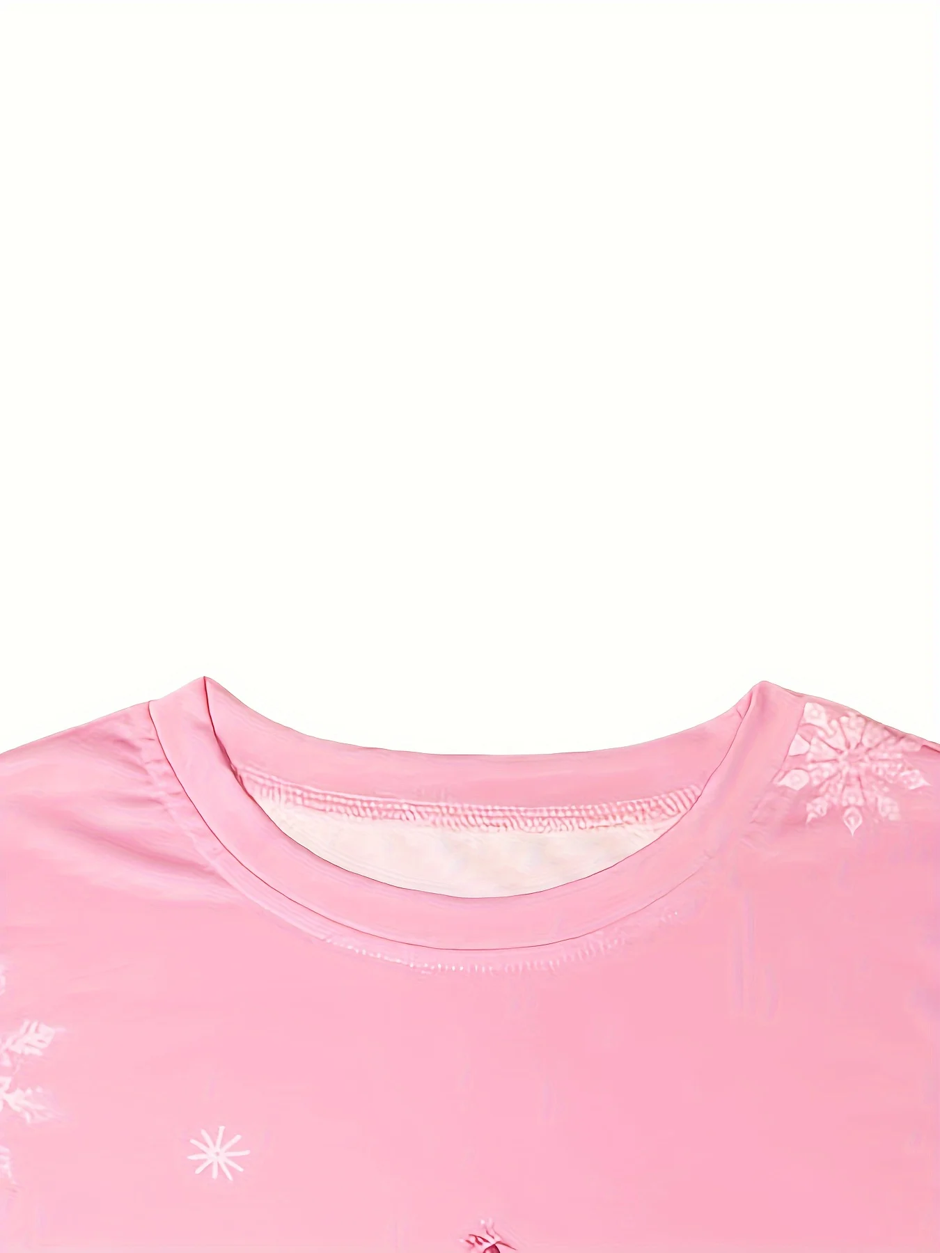 Women Round Neck Long Sleeve T‑Shirt Pink Snowman Christmas Tree Gift Box Print Holiday Casual Party Top Women's Clothes image 4