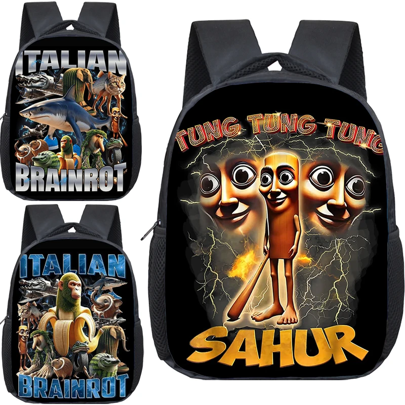 Funny Italian Brainrot Backpack Kids Kindergarten Bag Girls Cartoon Bookbag Preschool Boys Backpack Boys Softback School Bags