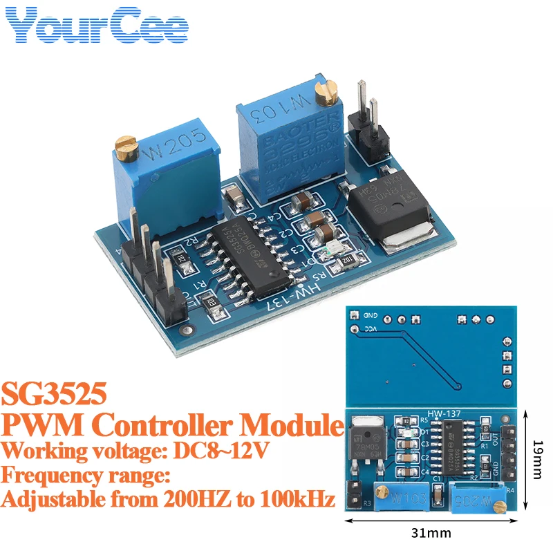 5PCS/1PC SG3525 PWM Controller Module Frequency Duty Cycle Adjustable Waveform Signal Generator Circuit Board DC8-12V
