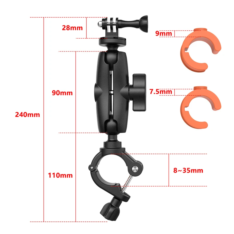 Camera Arm Motorcycle Fietsstuur Mount Voor Gopro Hero 10 9 Insta360 Een X2 Rs Sport Camera Verstelbare Klem accessoire