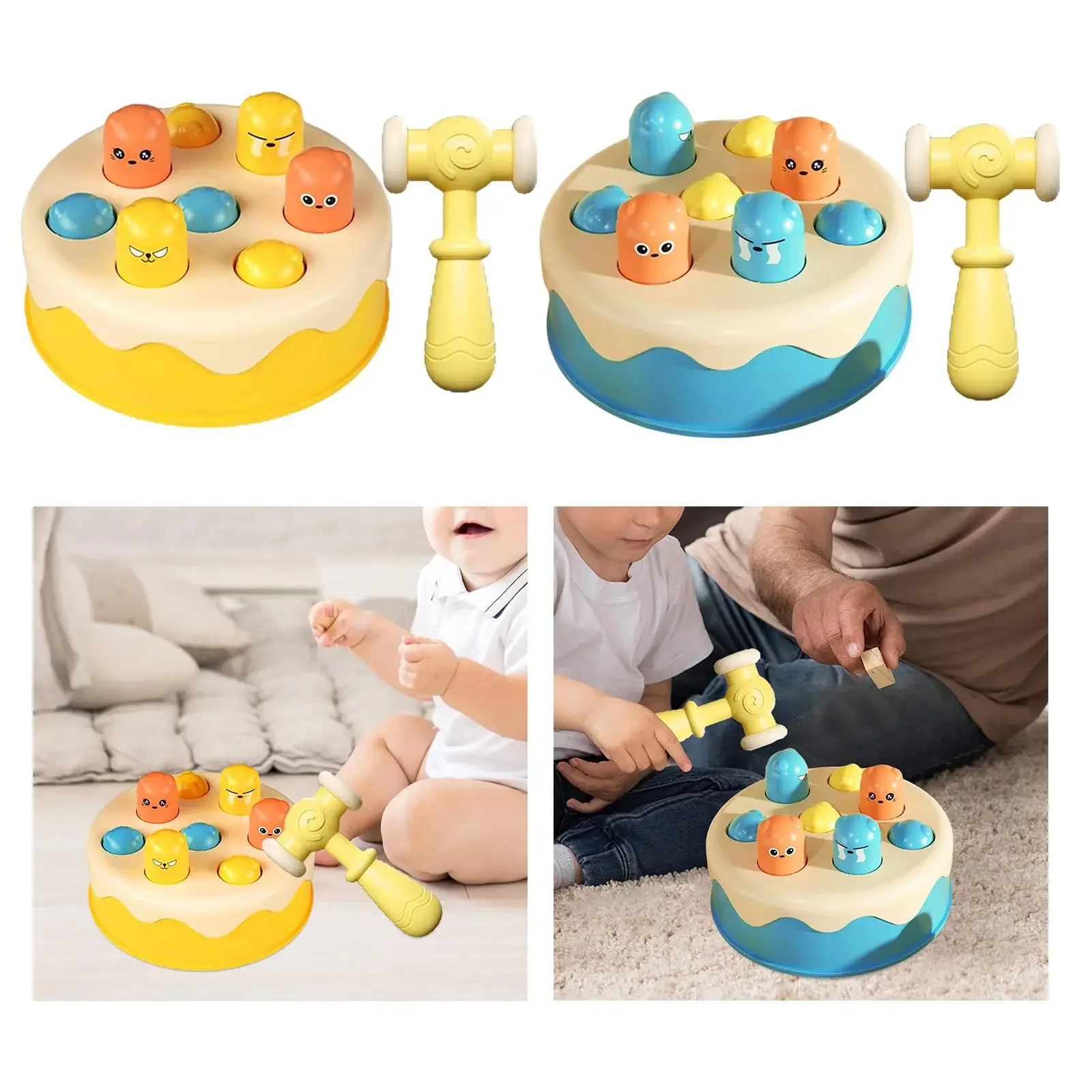 Hamster Pounding Game Puzzle Toy Baby Whack-a-mole with Hammer Interactive Educational Toddler Toys Hand Eye Coordination