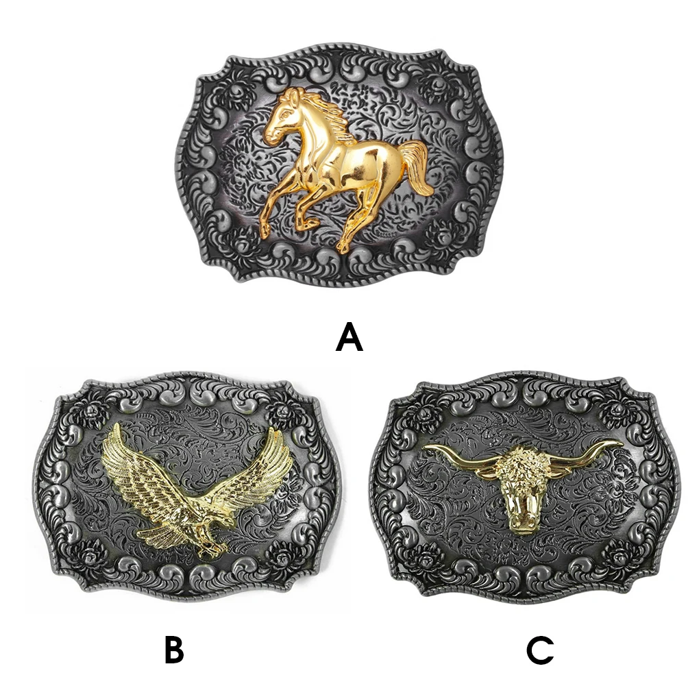 

Cowboy Belt Men West Cowboy Vintage Simple Tangcao Pattern Long Horn Easy to Match Alloy Costume Fancy Mens Belts