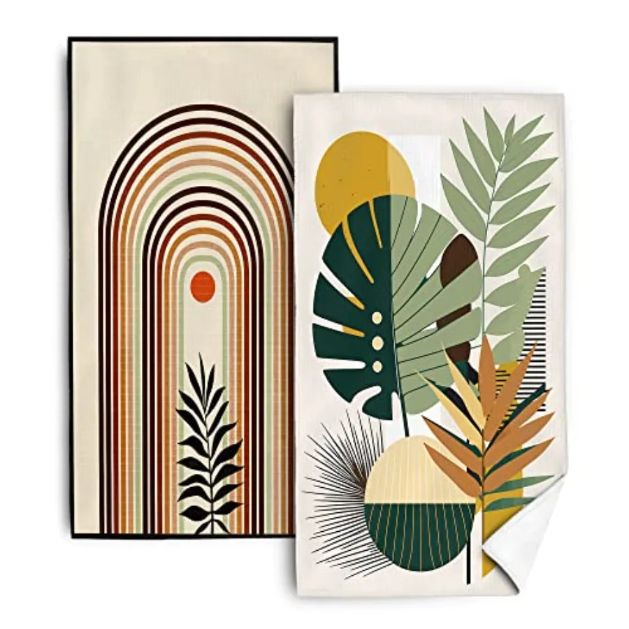 

Ботанические пальмовые листья, современный стиль, минималистичный декор, набор кухонных полотенец для посуды, набор из 2 ультрамягких впитывающих рук, сушки, выпечки, приготовления пищи