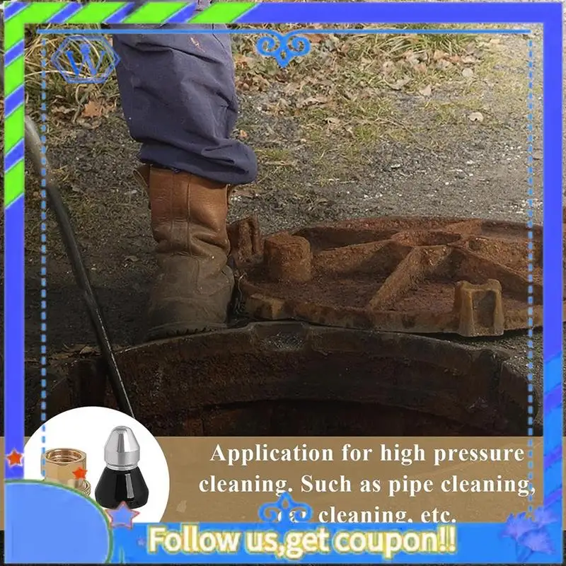 

Easy To Use Sewer Cleaning Tool High-Pressure Nozzle, 1/4Inch 1 Front 6 Rear Sewer Jetter Nozzle And Pressure Washer Adapter Rep