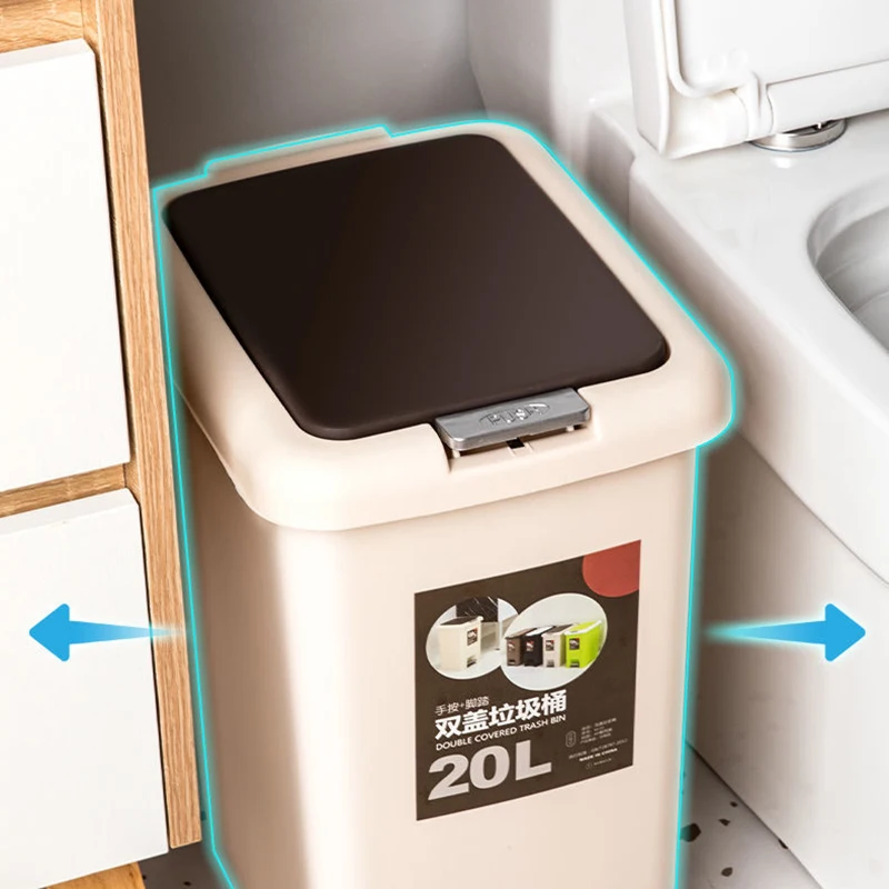 Bathroom Large Trash Can with Cover Foot Pedal Free 40 Garbage Bags Kitchen Trash Bin Home Organization Storage 8L/10L
