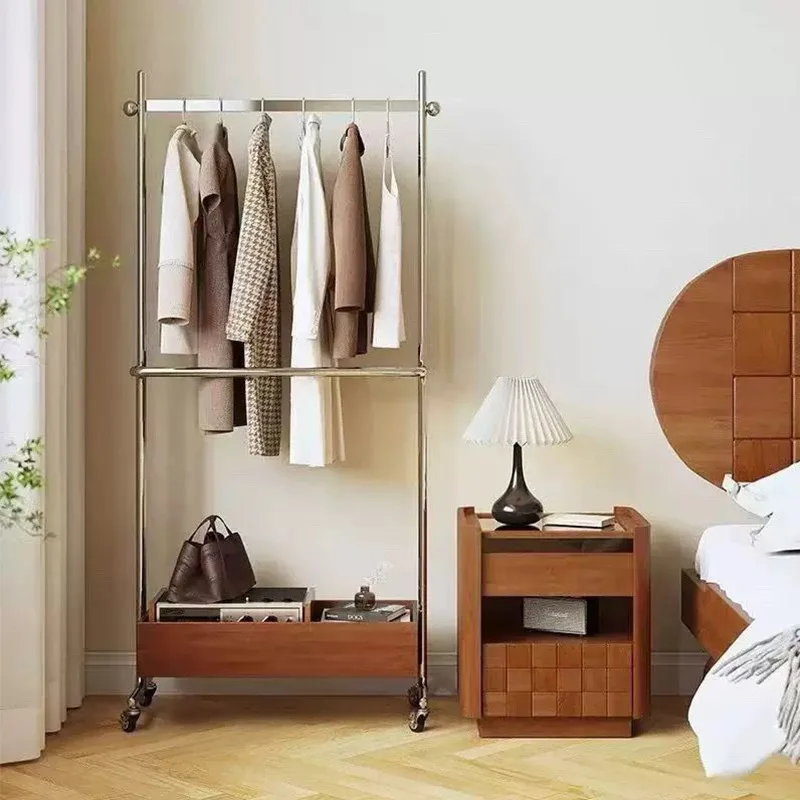 

Stainless steel hanger coat rack floor storage mobile home bedroom clothing display rack mobile coat rack