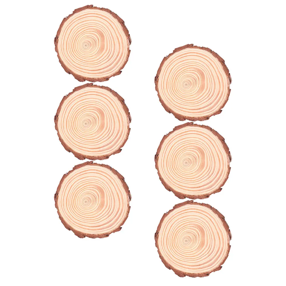 Dessous de verre en tranches rondes non peintes, disques en bois pour bricolage, artisanat, peinture, tranche de bois naturel, 6 pièces