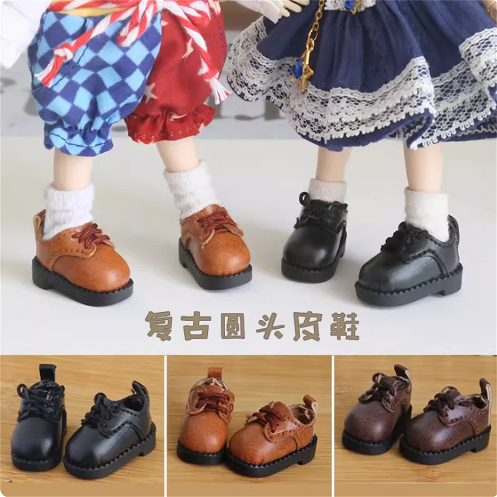 

1/12 12 Points OB11 Shoes Retro Round Toe Small Leather Shoes Model BODY9 YMY BJD Body In Stock
