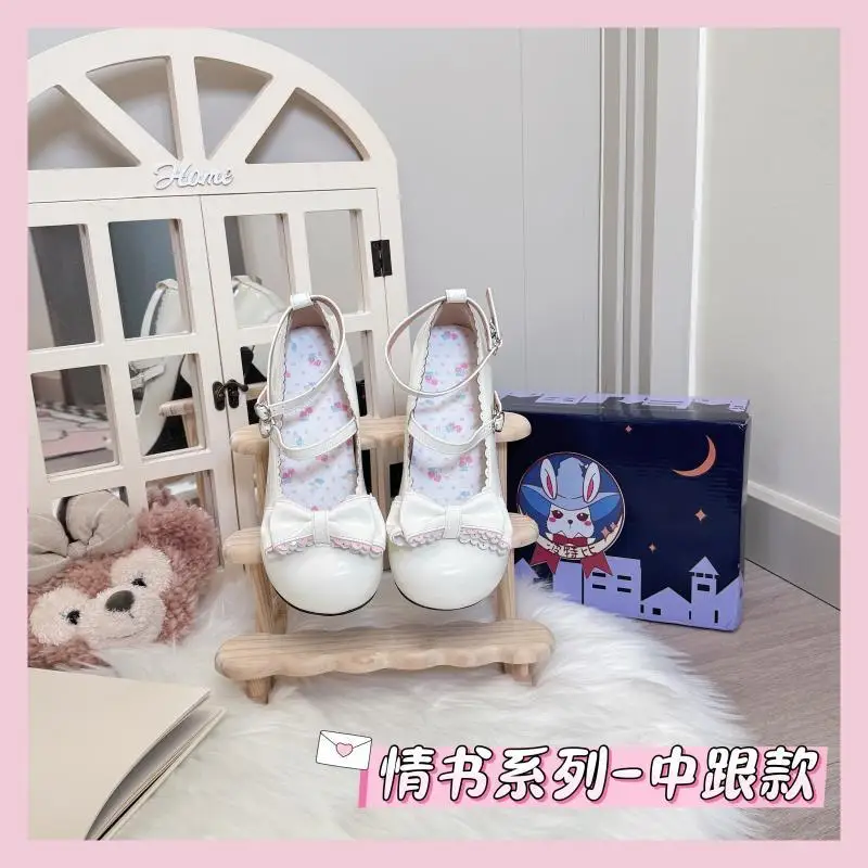 College Original Lolita Shoes Cute Round Bow Bow Lo Shoes Low Order Shoes Japanese Sweet Loli Tea Party Shoes