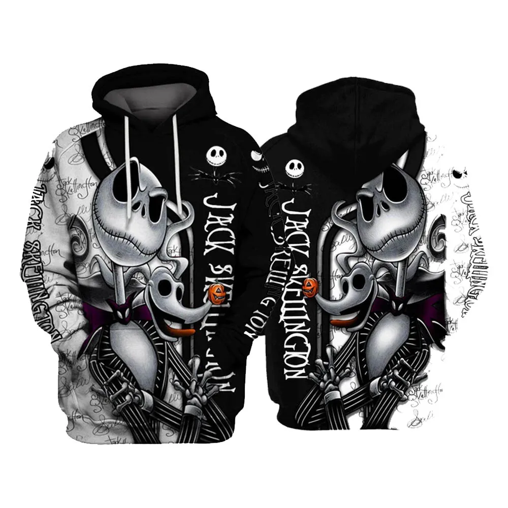

2025 Autumn/Winter New Anime Cartoon Jack Skellington Men's and Women's Neutral Fashion Street Y2K Casual Hooded Sweatshi