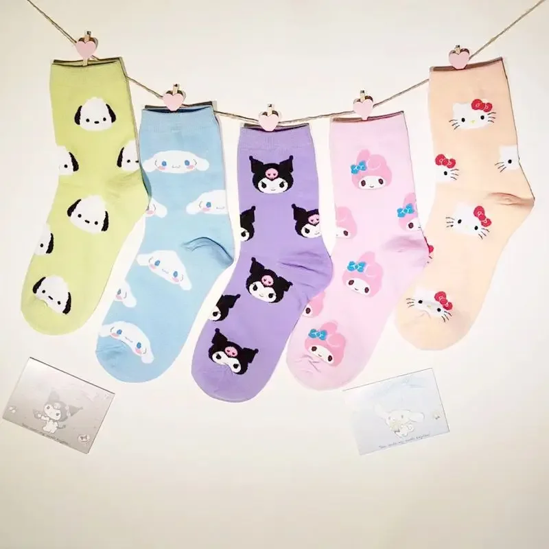 

Hello Kitty Cartoon Socks Children Full Body Combed Cotton Medium Tube Women Socks Cute Dog Long Tube Socks Women Accessories