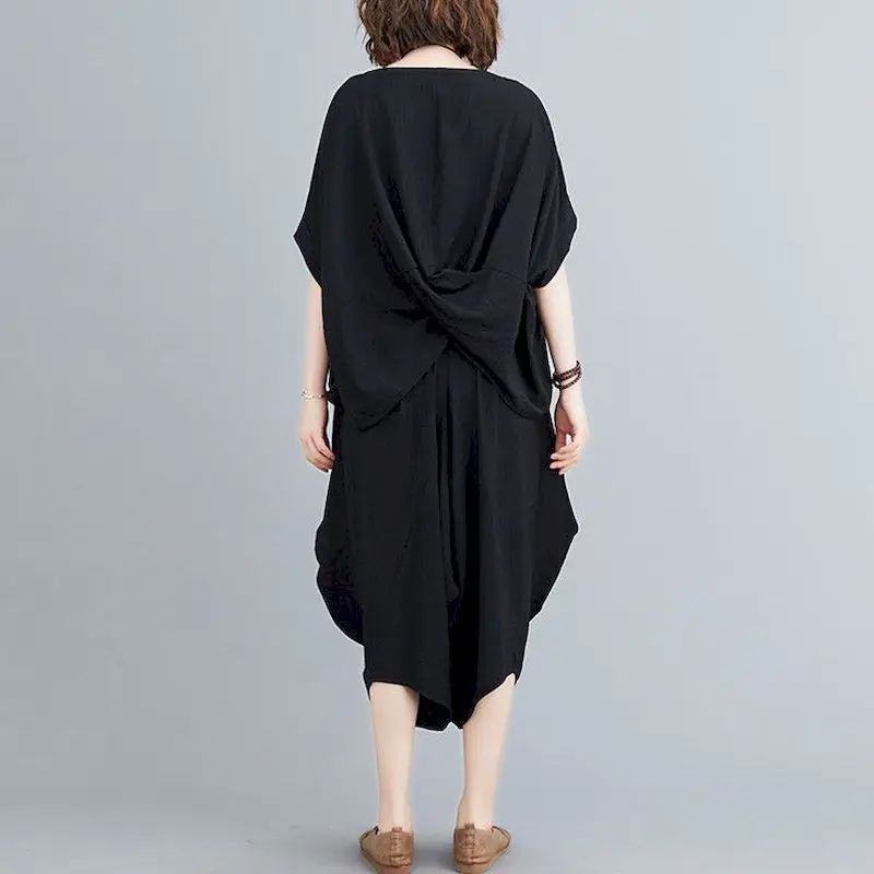 2026 Women's Suits Original Designer Style Casual Suit Loose Irregular T-shirt and Harem Pants Two Piece Sets Summer Suits
