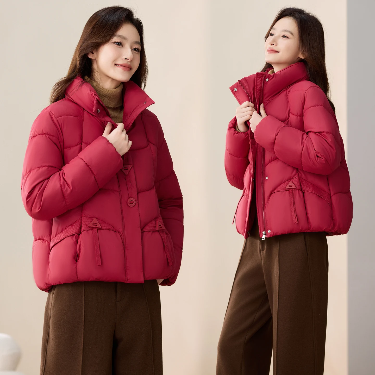 

Зимнее хлопковое пальто Thiened с воротником-стойкой, свободное женское пуховое хлопковое пальто ort длиной, застежка-молния, чистый цвет