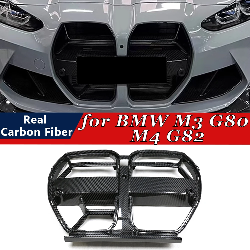 For BMW M3 G80 M4 G82 2021 2022 2023 Real Dry Carbon Fiber Car Accessories Front Grille Kidney Middle Net Grills Assembly Cover