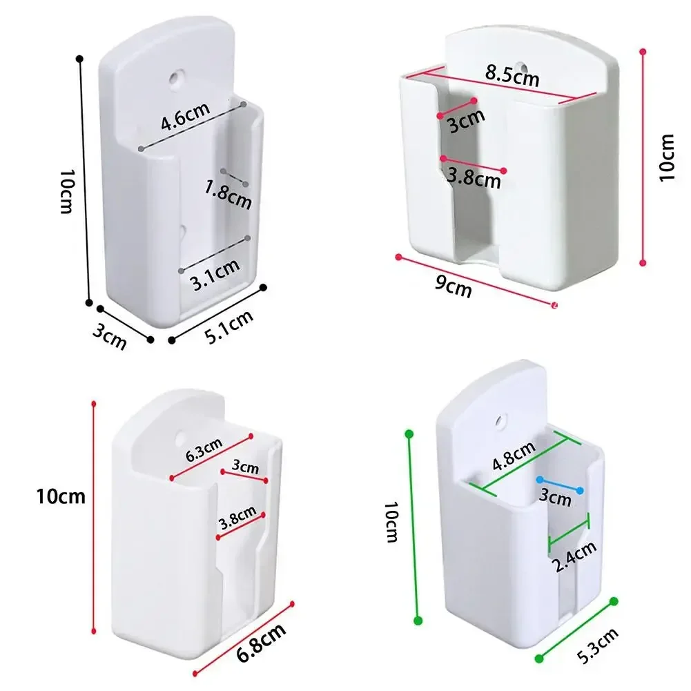 Suporte de controle remoto para ar condicionado, caixa de armazenamento de parede, universal, branco, sem perfuração, suporte para celular, caixa de