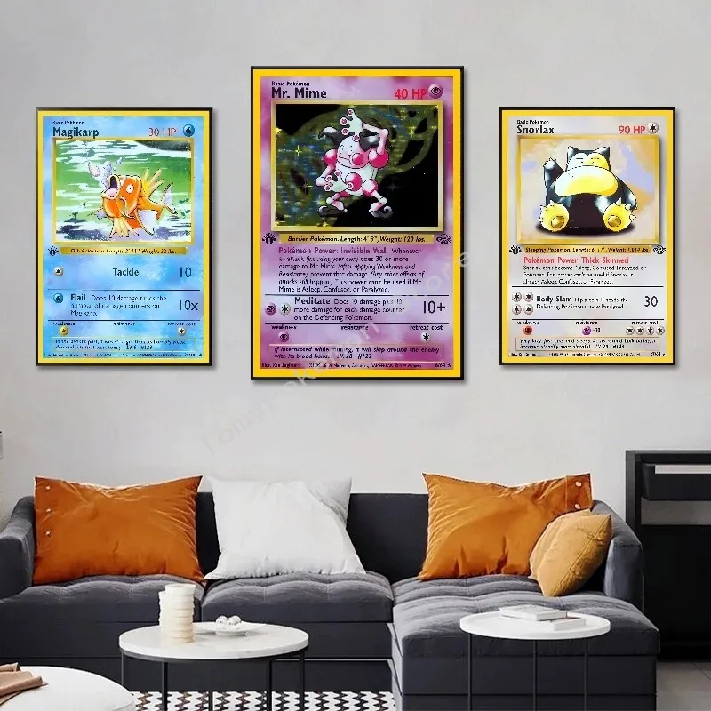 Pokemon Basis Set 1996 Jaar Engels Kaarten Shining Canvas Painting Poster Print Watercolor Wall Art Picture Home Decor Gifts