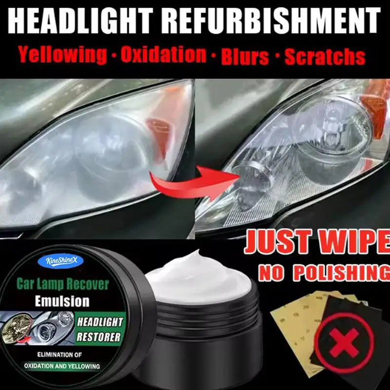 New Car Headlight Restoration and Polishing Kit - Scratch Remover and Oxidation Cleaning Repair Paste for Headlight Assembly