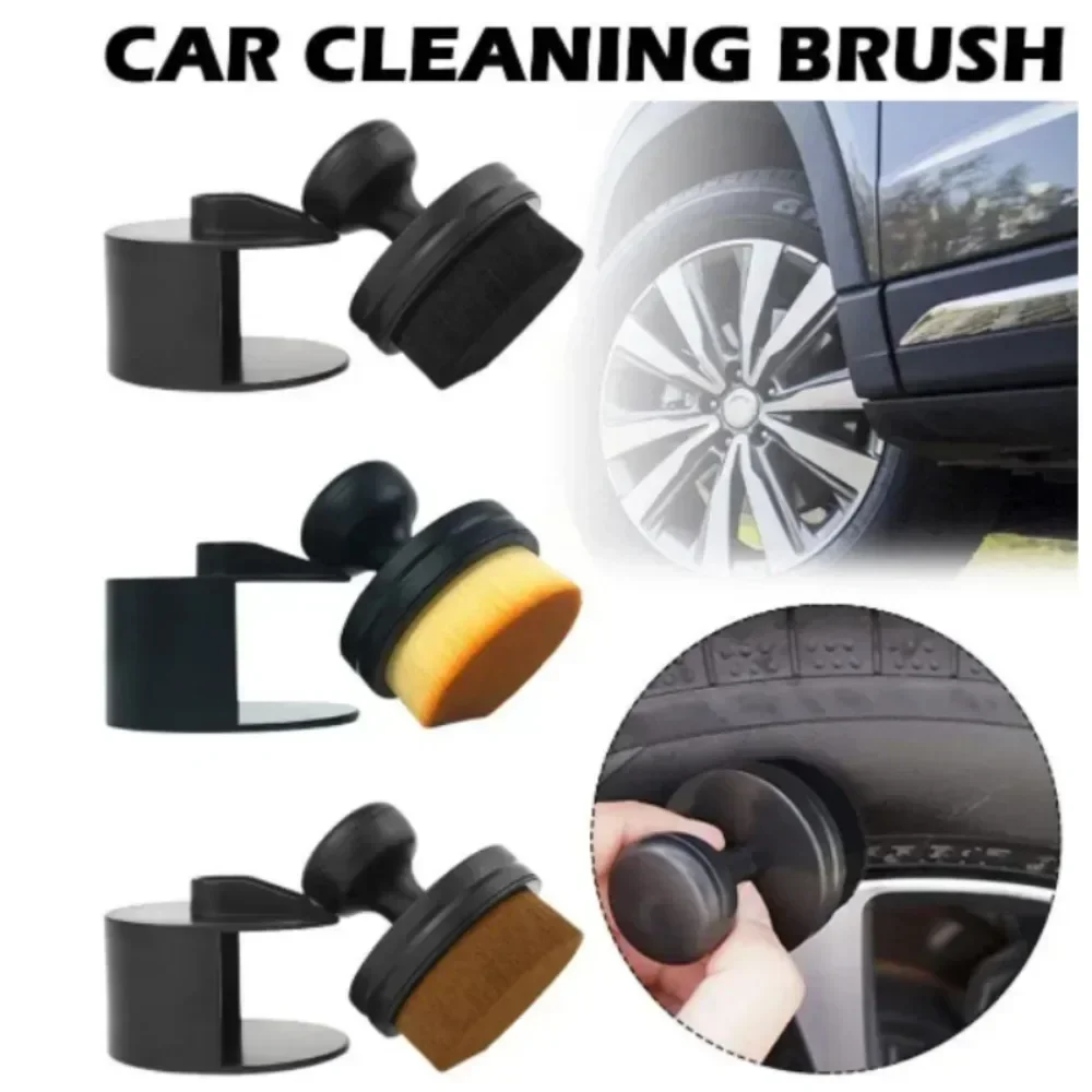 Auto Detail Brush Portable Car Tire Brush with Seal Cover High Density Soft Detailing Brush for Tire Shine Polish Wax Car Care