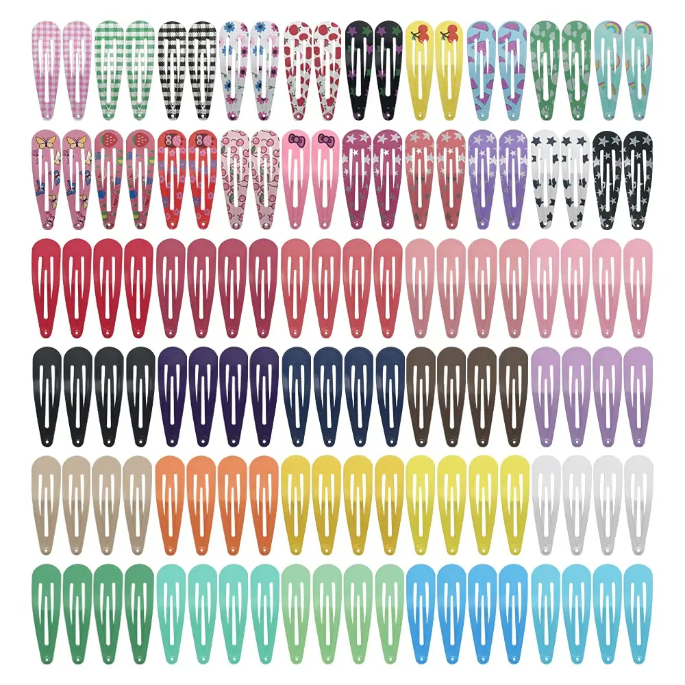 

120-Pack Metal Snap Hair Clips for Girls, Women & Kids - 2 Inch Colorful Barrettes for Fine/Thick Hair
