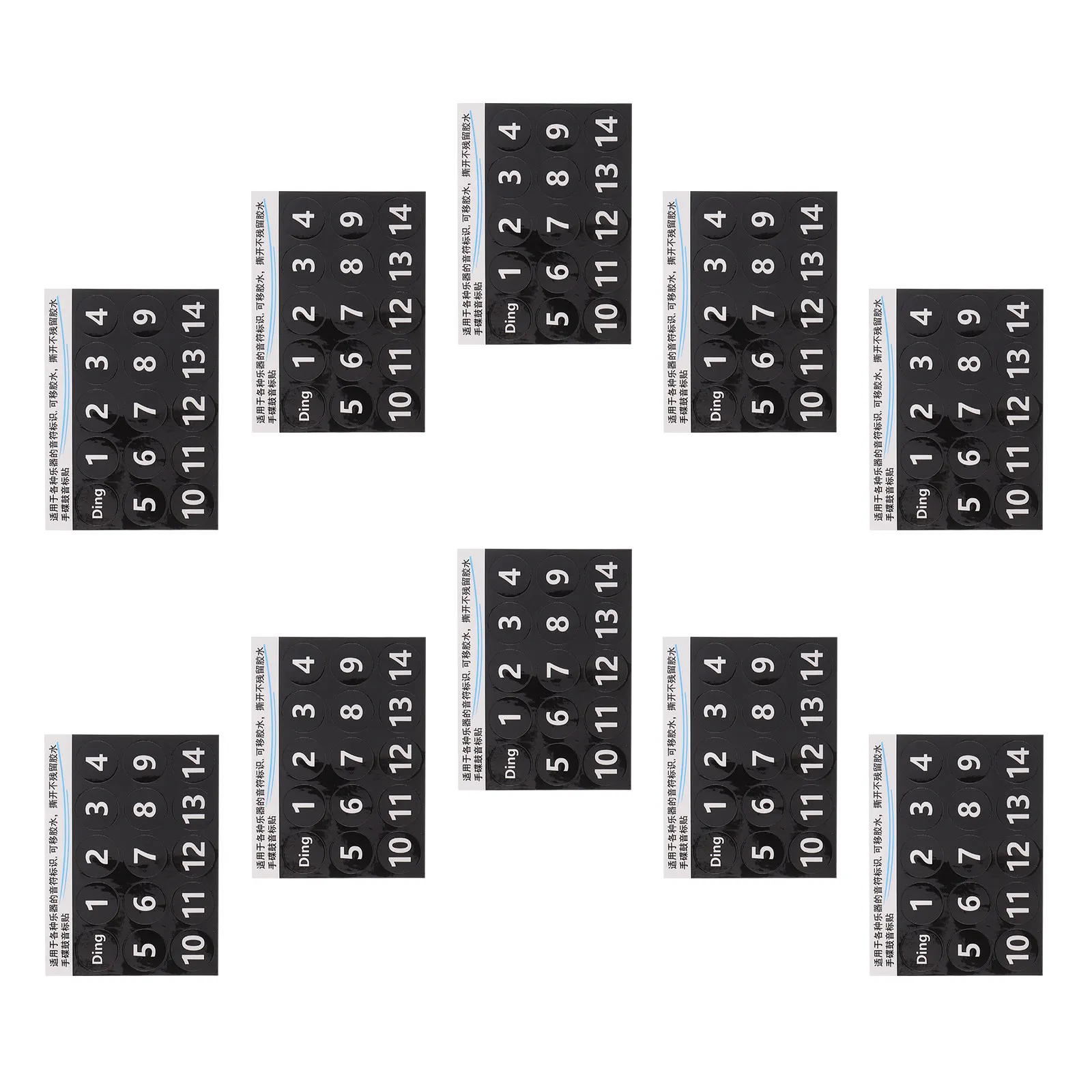 10Sheets Handpan Drum Scale Stickers Black Number Percussion Note Labels Training Decals Music Classroom Supplies Drum Note