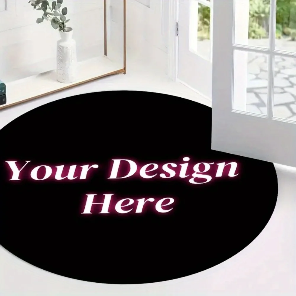 1pc Customized Rug Your Design Movie Family Picture Logo Text Print Non-slip Round Rug Entrance Mat for Home Bedroom Decoration