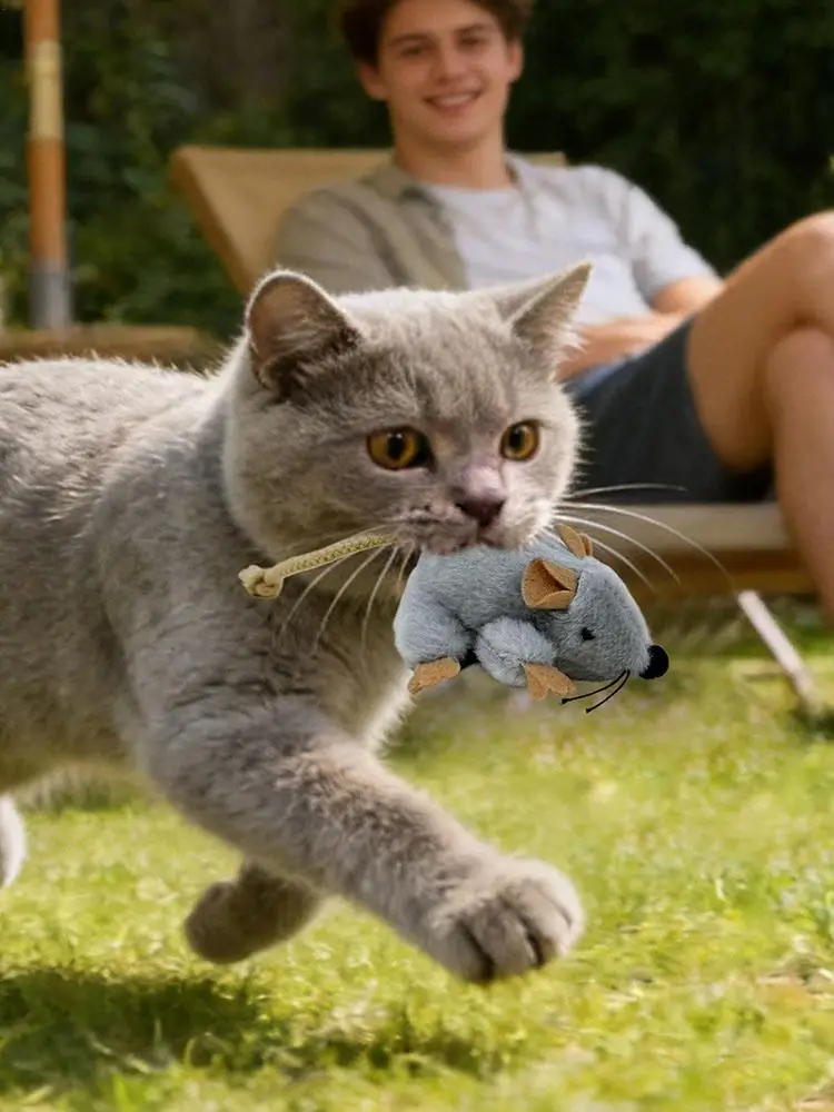 Plush Cat Toy Mouse Compact Realistic Play Game with Built-In Sound Plush Cat Toys for Daily Ground Home Indoor Outdoor Birthday