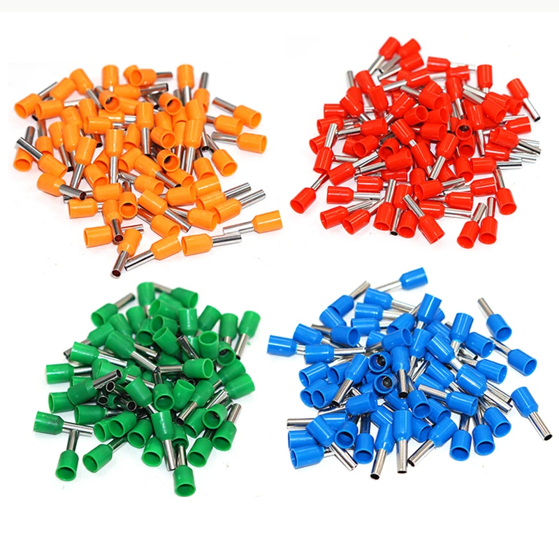 100pcs Ferrules Terminal Block Cord End Wire  Copper Crimp Connector Electrical Crimp Terminator E0508 E7508 E1008 E1508 E2508