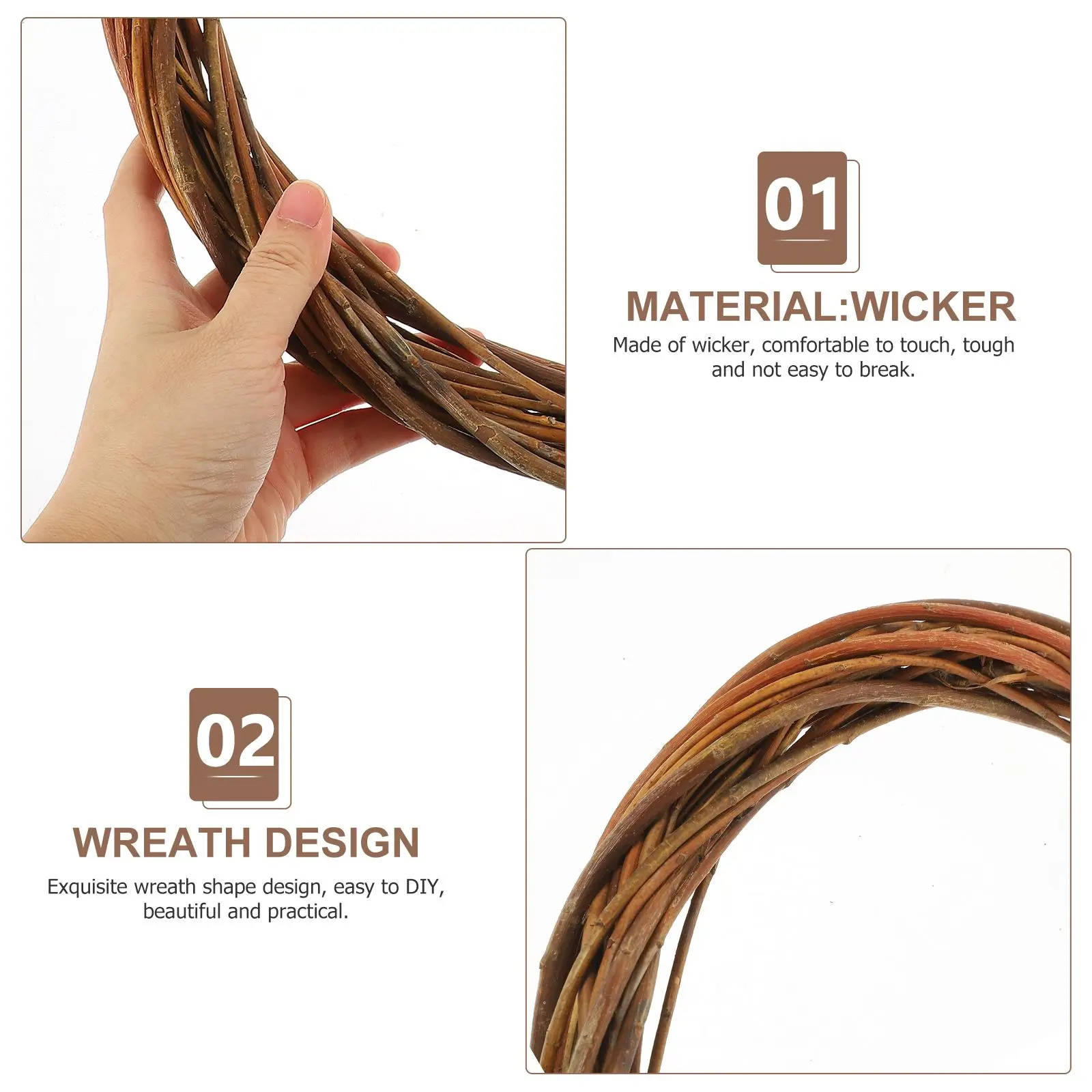 Wreath Wicker Circle 30cm DIY Ring Crafting Use Home Decor Garland Frame Small Rings Interior Christmas Wedding