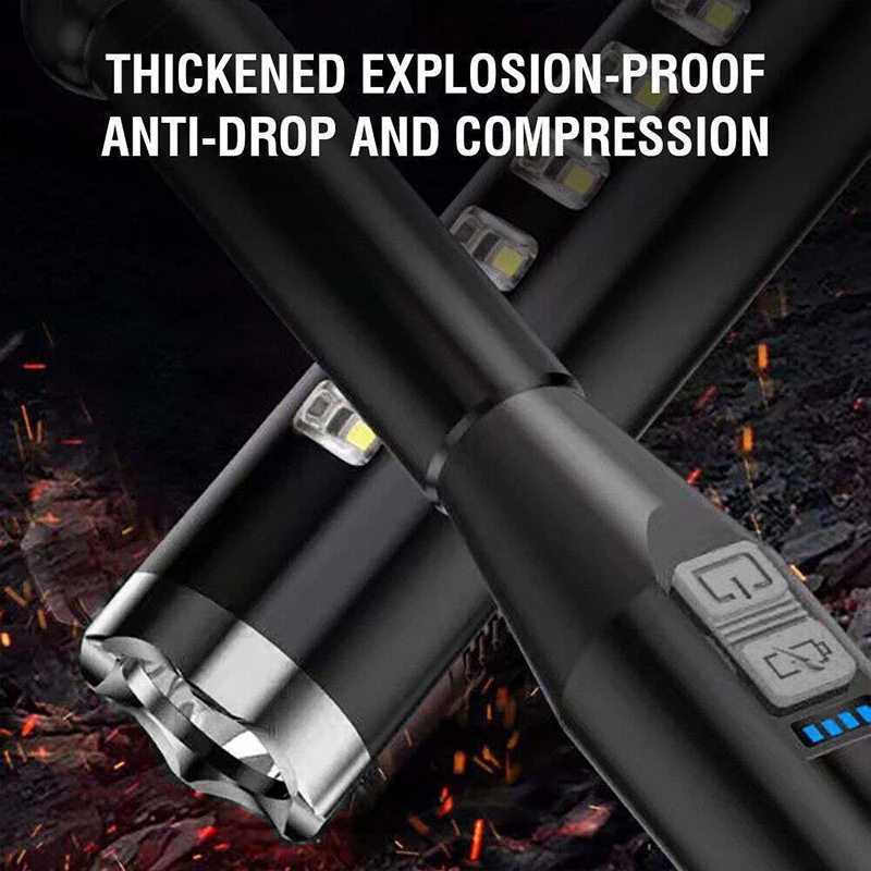 High Power Baseball Bat Flashlight ABS Usb Rechargeable LED Flashlight Self Defense Mace Light Tactical Baton Emergency Torch