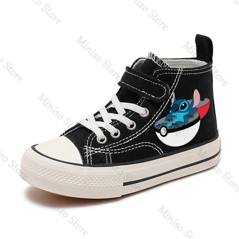 Zapatillas deportivas de lona de alta calidad para niños y niñas, zapatos cómodos de dibujos animados, transpirables, Lilo Stitch, estampado informal de Disney