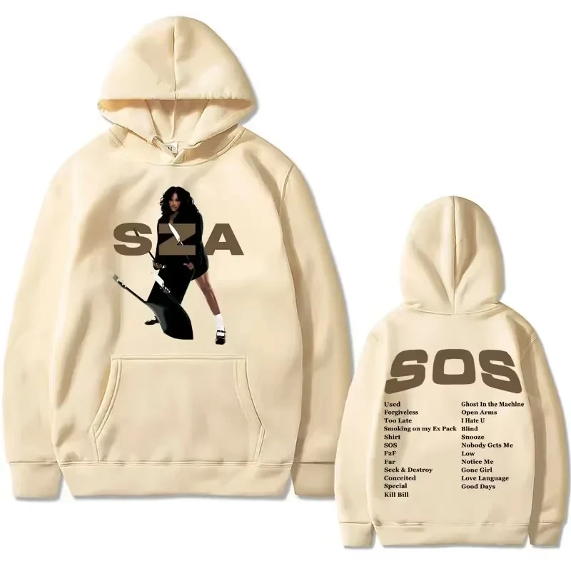 

Singer Sza Rare Concert Tour SOS Музыкальный альбом Толстовка с принтом Мужчины Женщины Хип-хоп Повседневная уличная одежда Унисекс Модные толстовки большого размера