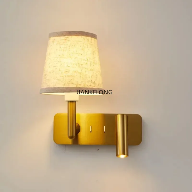 JIANKELONG Modern New Bedside Wall Lamp Luxury Texture Bedroom Wall Reading Light Study Special Eye Protection LED Wall Lamp