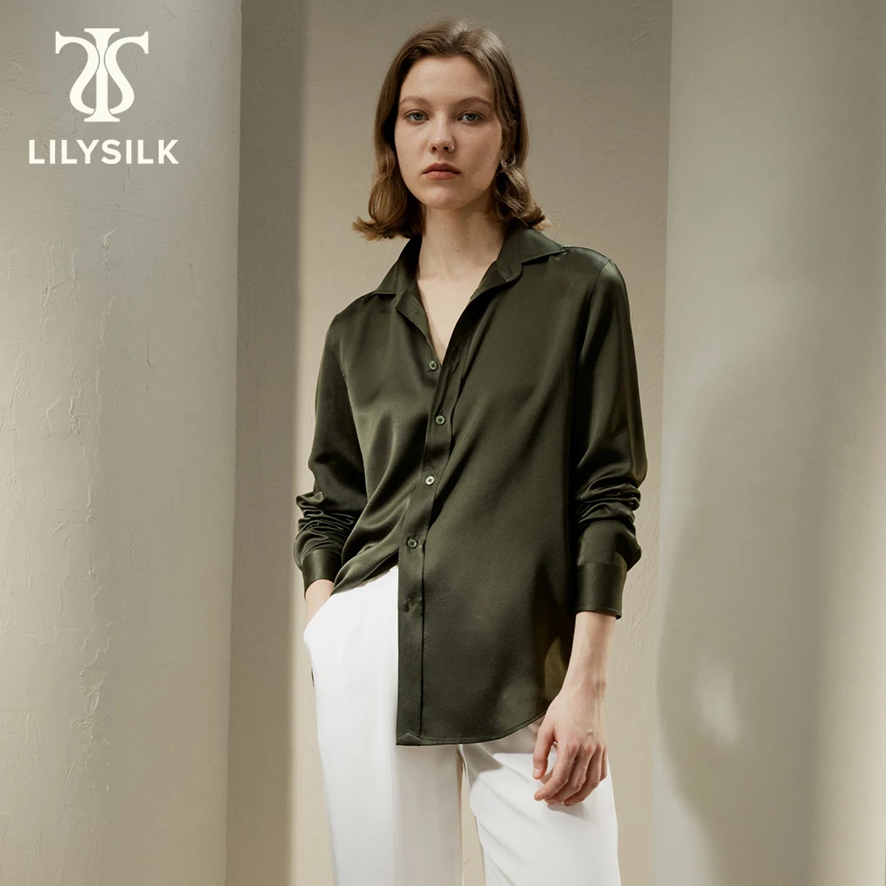 LILYSILK Silk Shirt for Women 2023 New Tailored 22 Momme 100 Pure Stand Collar Basic Top Office Lady Essentials Free Shipping