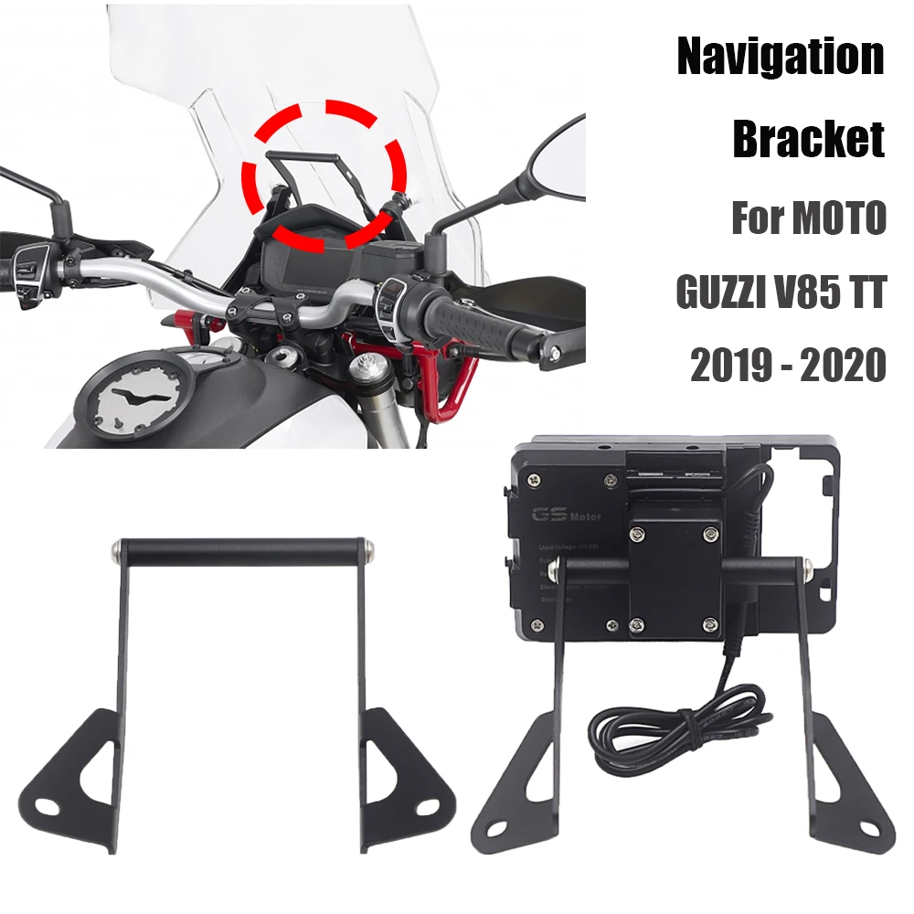 For MOTO GUZZI V85 TT V85TT Support GPS Smartphone Motorcycle Navigation Bracket Mobile Phone Stand USB Charging