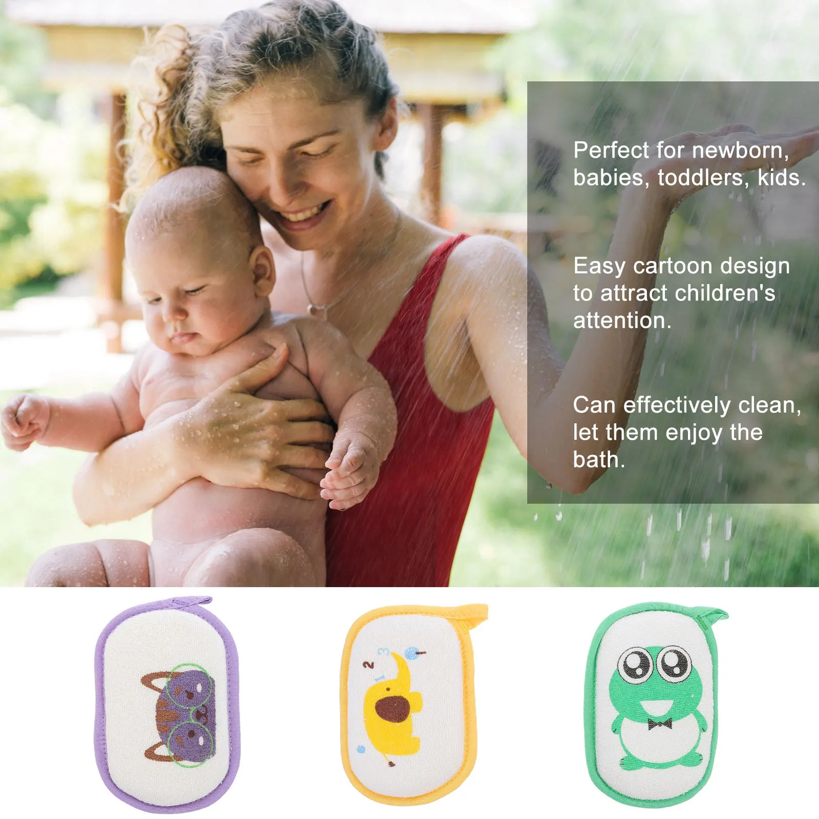 

3Pcs Baby Shower Sponges Gentle Exfoliation for Sensitive Skin Safe for Toddlers and Children Rich Lather Quick Dry Assorted