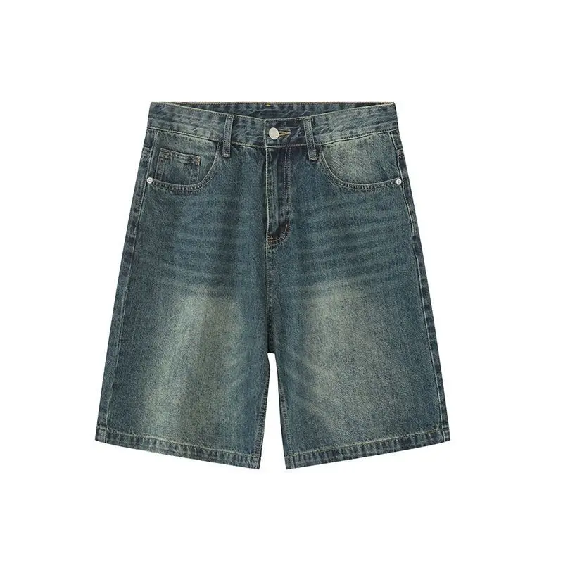 Summer Women's Denim Shorts Cool Girl Casual Bottom Baggy Half Trouser Unisex Capris Female Wide-leg Knee Length Pants