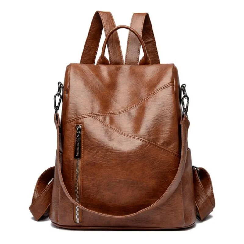 New Women's Anti theft Backpack Large Capacity Female Single Shoulder Bag High Quality Soft Leather School Student Bookpack
