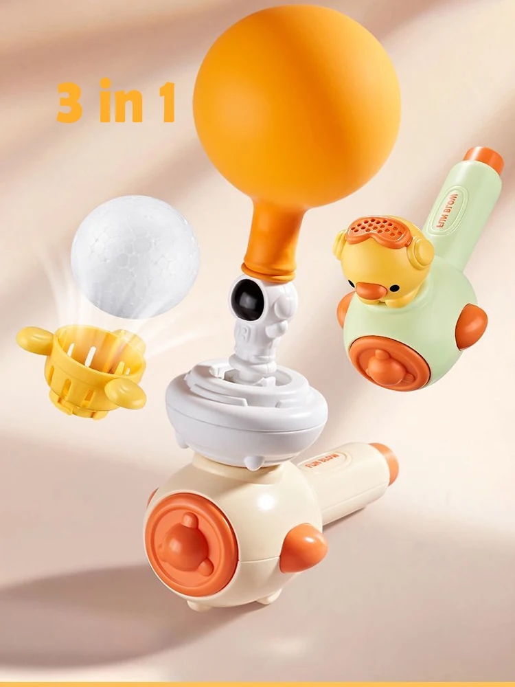 3 in 1 Kids Balloon Blowing Ball Toys Whistle Launcher Toy Exercise Mouth Muscle Improve Lung Capacity Educational Toys Gift