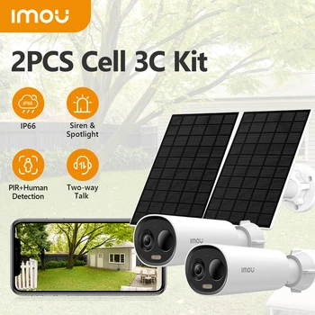 Imou-屋外セキュリティカメラ,wifi,ワイヤレス,バッテリー,双方向オーディオ,カラー暗視,3mpセル,3c,2個